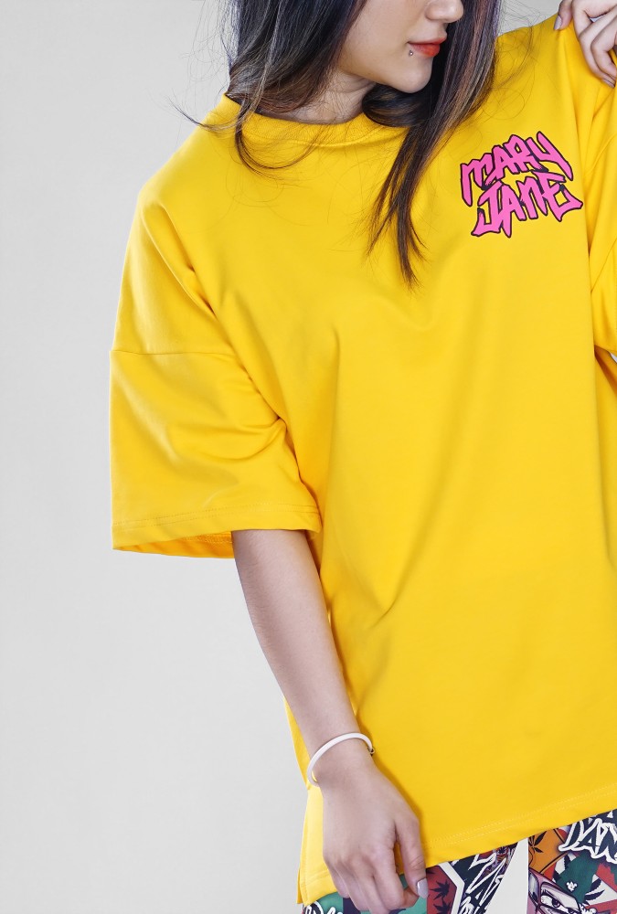 Mary Jane Girl T-Shirt (Yellow) Design 1
